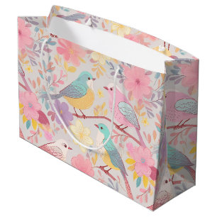 Pastel floral pattern large gift bag