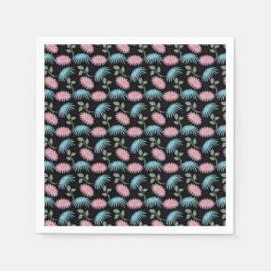 Pastel Floral Pattern on Black Background Cute D Napkin