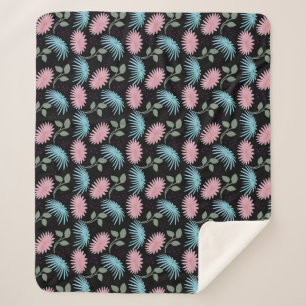 Pastel Floral Pattern on Black Background   Cute D Sherpa Blanket