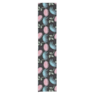 Pastel Floral Pattern on Black Background   Cute D Short Table Runner