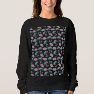 Pastel Floral Pattern on Black Background   Cute D Sweatshirt