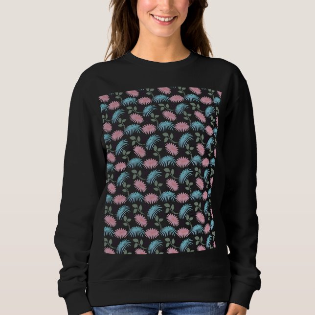 Pastel Floral Pattern on Black Background | Cute D Sweatshirt (Front)