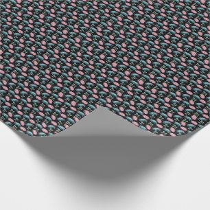 Pastel Floral Pattern on Black Background   Cute D Wrapping Paper