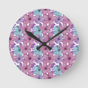 Pastel Floral Pattern Round Clock