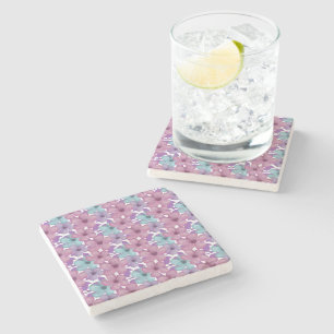 Pastel Floral Pattern Stone Coaster