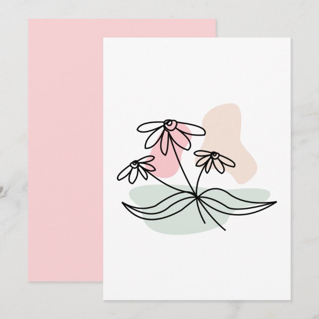  Pastel Floral Pencil Drawing  Invitation (Front/Back)