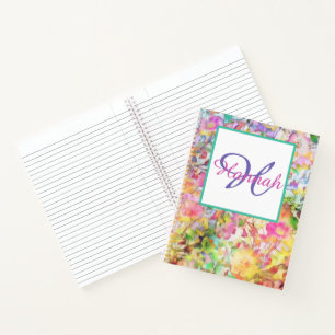 Pastel floral personalised notebook