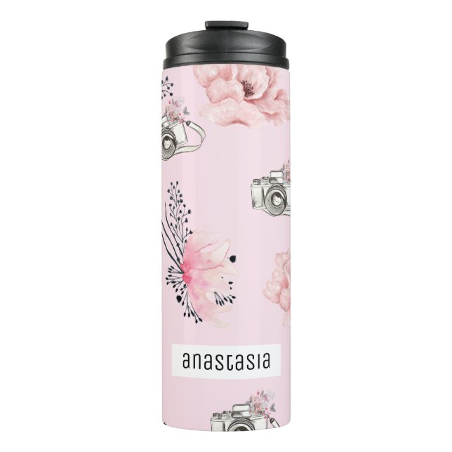 Pastel Floral Personalised Rose Thermal Tumbler (Front)