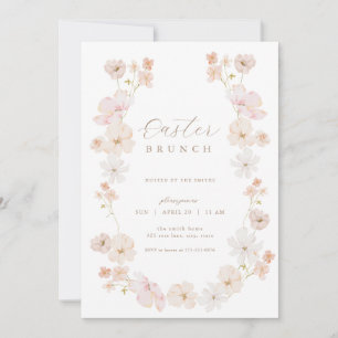 Pastel Floral Pink Peach Easter Brunch Invitation