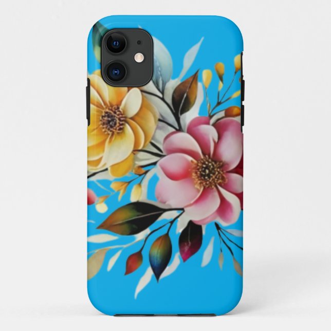 pastel floral pink yellow art vector  Case-Mate iPhone case (Back)
