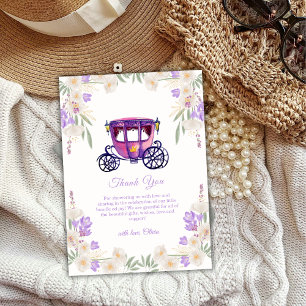 Pastel Floral Princess Carriage Girl Baby Shower  Thank You Card