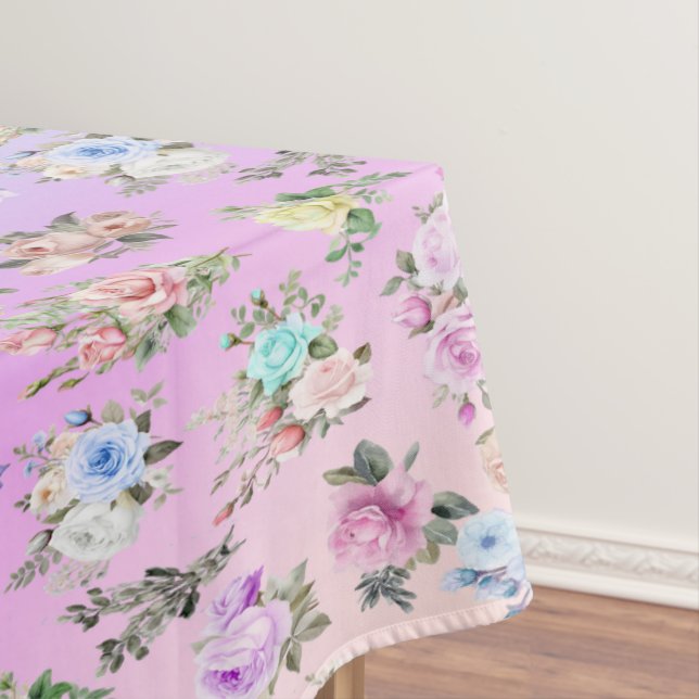 Pastel Floral Rainbow Tablecloth (In Situ)