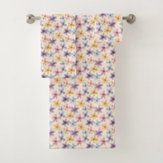 Pastel Floral Retro Hippie Flowers Bath Towel Set