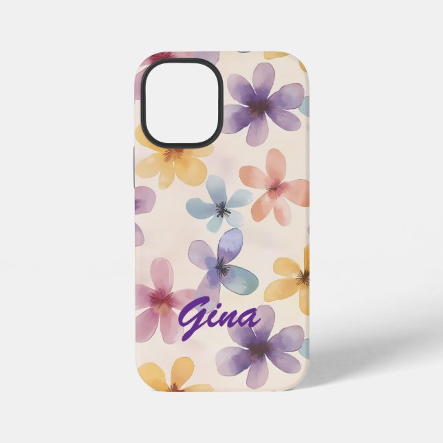 Pastel Floral Retro Hippie Flowers iPhone Case (Back)