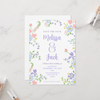 Pastel Floral Save the Date  Invitation