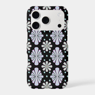 Pastel floral shapes on a black background