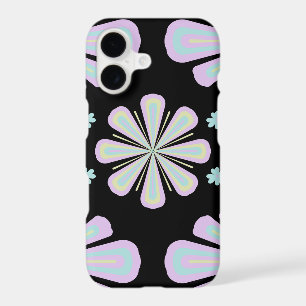 Pastel floral shapes on a black background