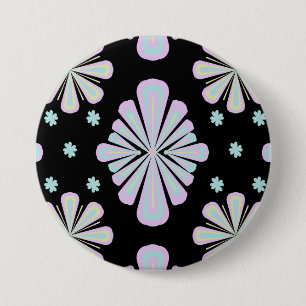 Pastel floral shapes on a black background 7.5 cm round badge