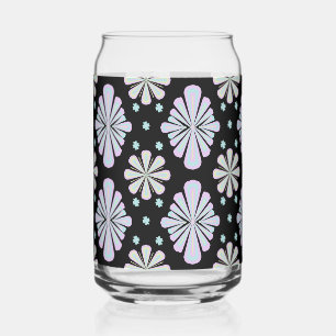 Pastel floral shapes on a black background can glass