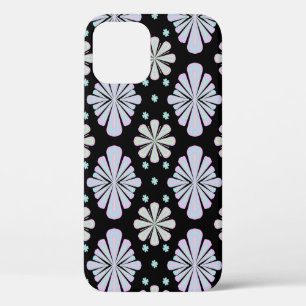 Pastel floral shapes on a black background iPhone 12 pro case