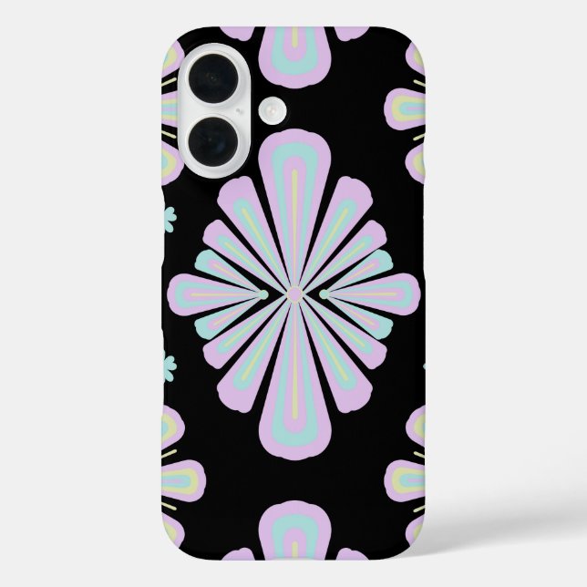 Pastel floral shapes on a black background Case-Mate iPhone case (Back)
