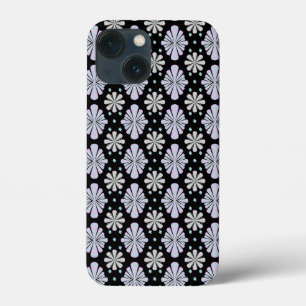 Pastel floral shapes on a black background iPhone 13 mini case