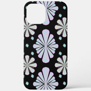 Pastel floral shapes on a black background iPhone 12 pro max case