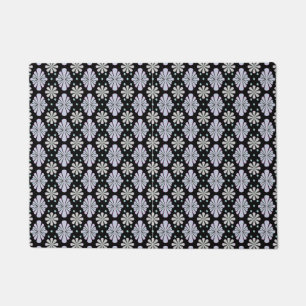 Pastel floral shapes on a black background doormat