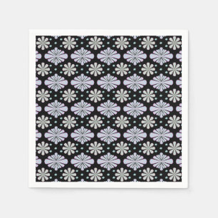 Pastel floral shapes on a black background napkin