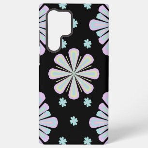 Pastel floral shapes on a black background samsung galaxy case