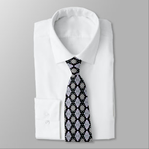 Pastel floral shapes on a black background tie
