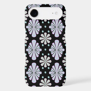 Pastel Floral Shapes on Black Background