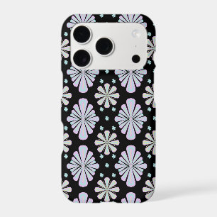 Pastel Floral Shapes on Black Background