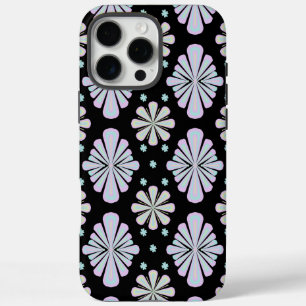 Pastel Floral Shapes on Black Background iPhone 16 Pro Max Case