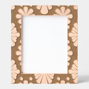 Pastel Floral Shapes on Black Background Etched Frames