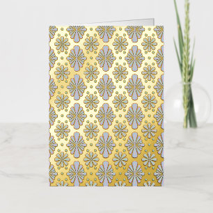 Pastel Floral Shapes on Black Background Foil Greeting Card