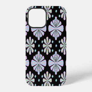 Pastel Floral Shapes on Black Background iPhone 12 Pro Case