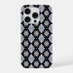 Pastel Floral Shapes on Black Background iPhone 15 Pro Case