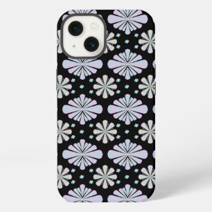 Pastel Floral Shapes on Black Background iPhone 13 Case