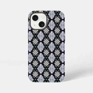 Pastel Floral Shapes on Black Background iPhone 13 Mini Case