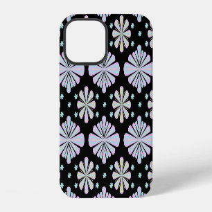 Pastel Floral Shapes on Black Background iPhone 12 Case
