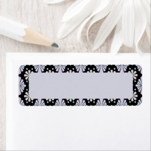 Pastel Floral Shapes on Black Background Return Address Label