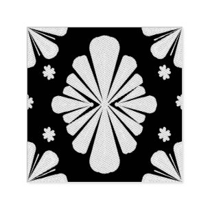 Pastel Floral Shapes on Black Background Self-inking Stamp