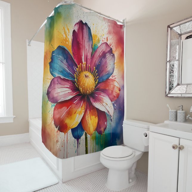 Pastel Floral Shower Curtain Set (In Situ)