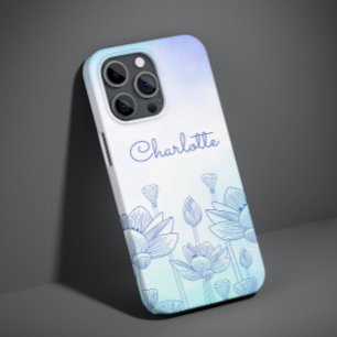 Pastel Floral Silhouette Overlay Personalised Name Case-Mate iPhone 14 Case