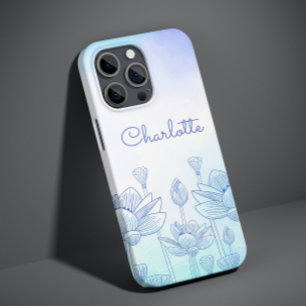 Pastel Floral Silhouette Overlay Personalised Name Case-Mate iPhone 14 Pro Case