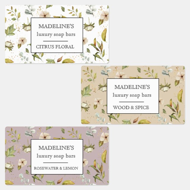 pastel floral soap bars elegant adhesive (Group)