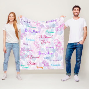 Pastel Floral Special Sister Thoughtful Heartfelt Fleece Blanket