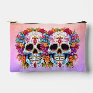Pastel Floral Sugar Skull Accessory Pouch