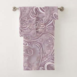 Pastel Floral Swirls Bath Towel Set